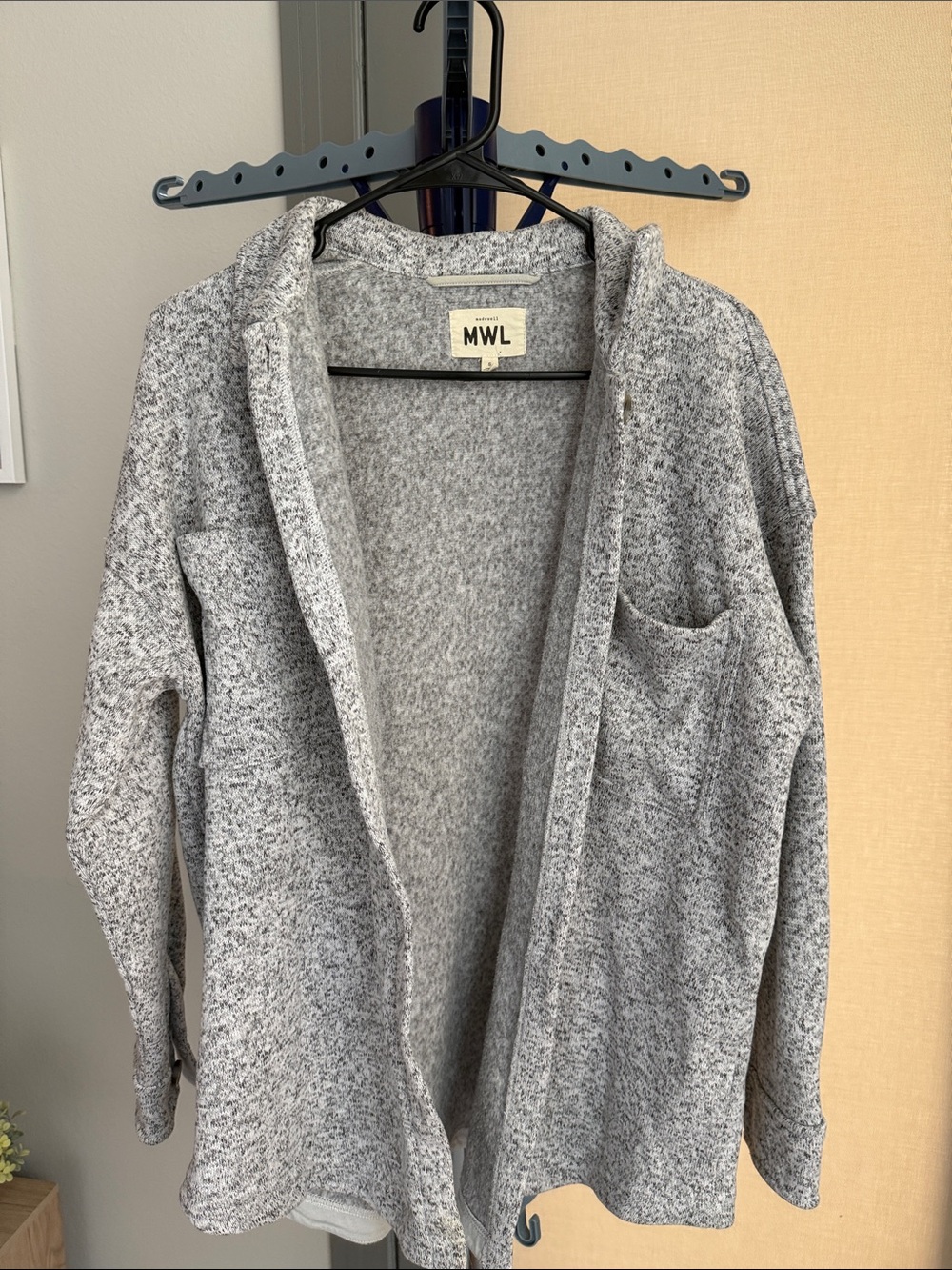 Madewell MWL Heather Gray Sweater Fleece Shirt Jacket Shacket Size S